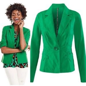 CAbi Verde Green Jacket #5097 Single Button Long Sleeve Stretch Blazer Small